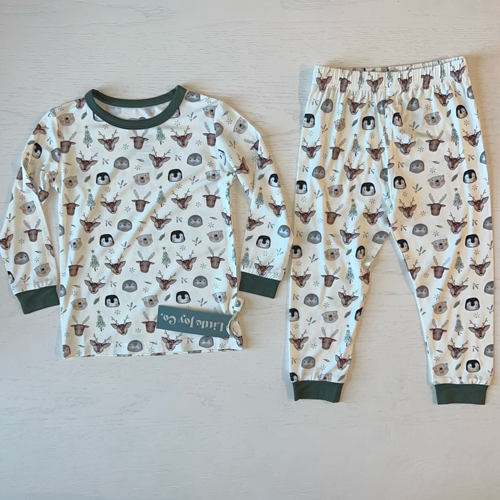 🎄 Little Joy Co Winter Animals Bamboo Holiday Christmas Pajama Set 2T 3T